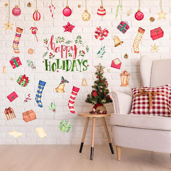 Latitude Run® Happy Holiday Wall Decal Stickers Christmas Peel & Stick Decals Wall Décor Wayfair